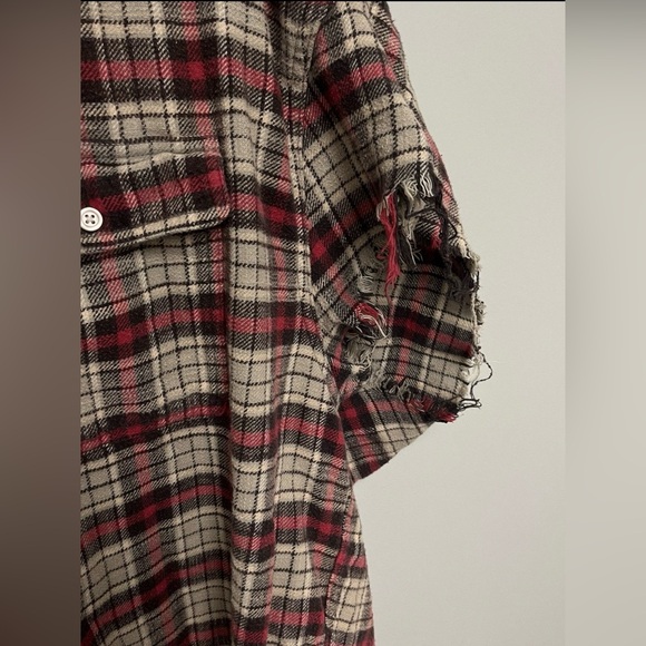 R13 Plaid Oversized cutoff Shirt Size Large - Picture 5 of 6